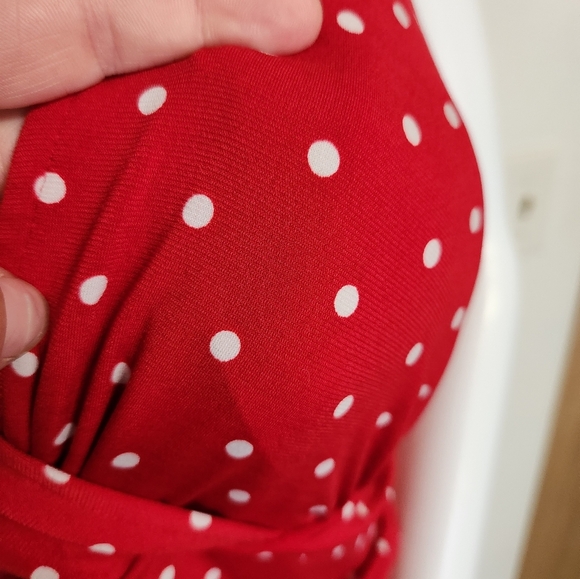 Red R&K polka dot sleeveless dress size 14 - Picture 4 of 11